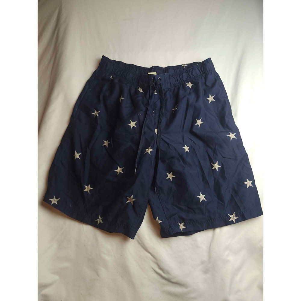Faded Glory Mens Navy Blue Star Print Swim Trunks Board Shorts Large 36-38